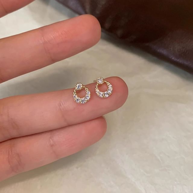 Seirios-Rhinestone Geometry Stud Earring