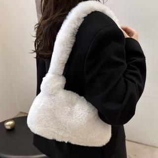 Indenis-Plain Fluffy Shoulder Bag