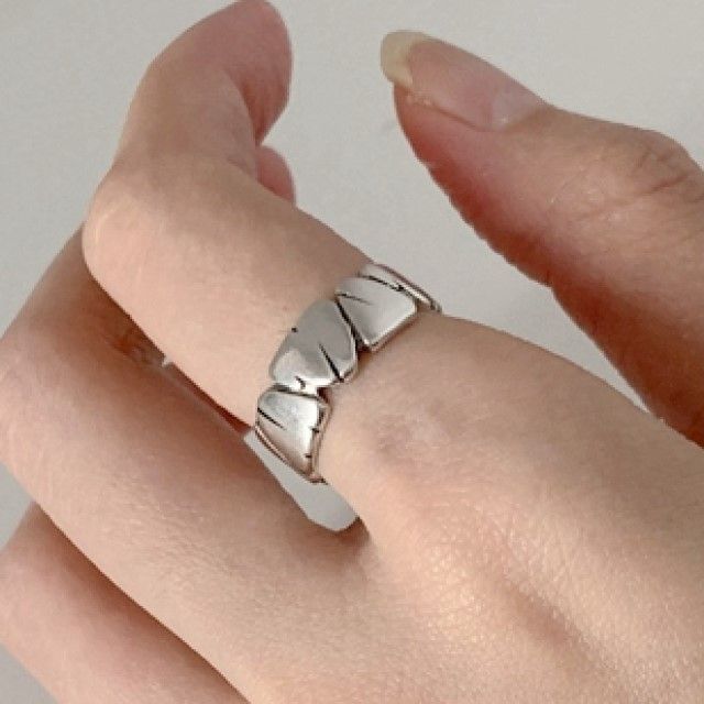 Tinseltown-Textured Stainless Steel Open Ring