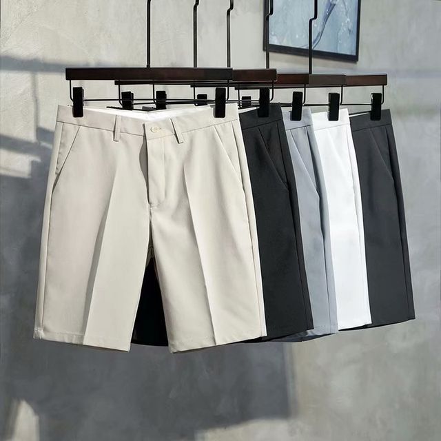 Acrius-Mid Rise Plain Dress Shorts