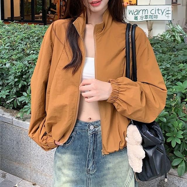 Shinsei-Plain Drawstring Zip Jacket