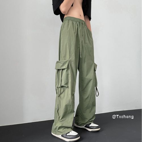 Low Rise Plain Wide Leg Cargo Pants