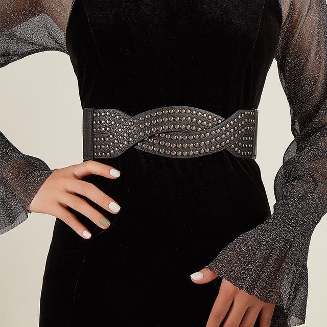 Rofuka-Studded Wide Belt