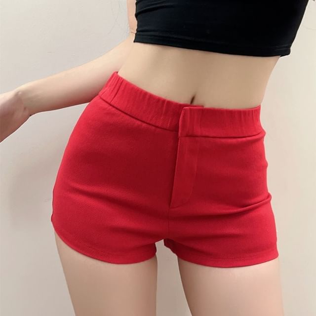 Hollahop-Mid Rise Plain Hot Pants