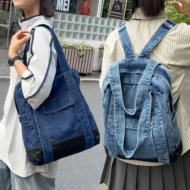 Basaran-Denim Multi-Pocket Backpack