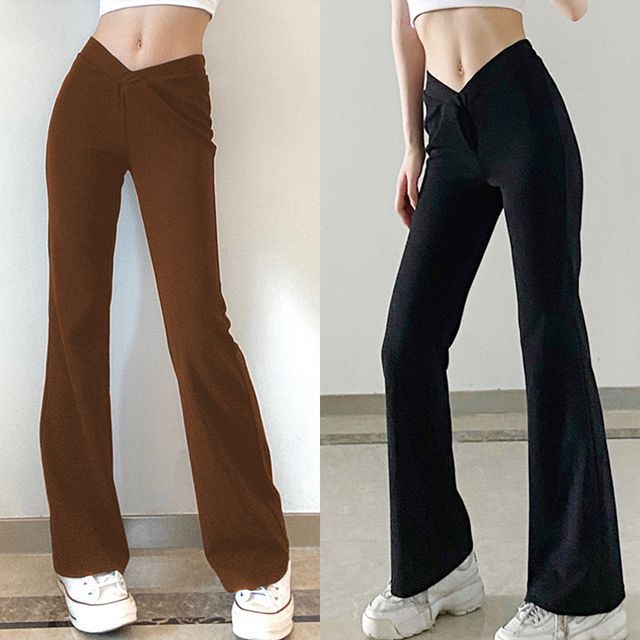 Tangerine Rain Low Rise Plain Bootcut Pants YesStyle