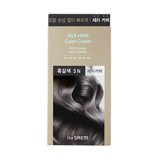 The Saem - Silk Hair Color Cream Gray Hair Cover: Hairdye 60g + Oxidizing Agent 60g (#Brown Black)