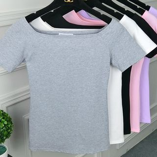 boat neck short sleeve t shirt