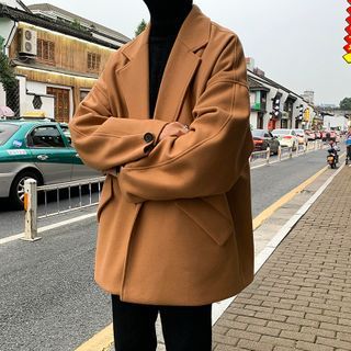 Litesap-Plain Button-Up Coat