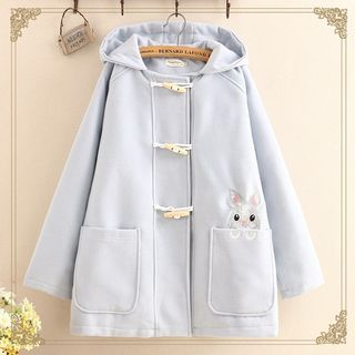 Kawaii Fairyland - Rabbit Embroidered Fleece Lined Toggle Coat | YesStyle