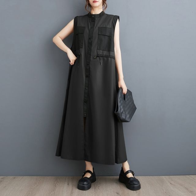 Malbon■(W)Open Collar Pleats Dress■送料込 Tailored Tissue Cotton Collar Dress — Black – La Garçonne