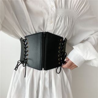 Lace up faux leather corset belt Clearance