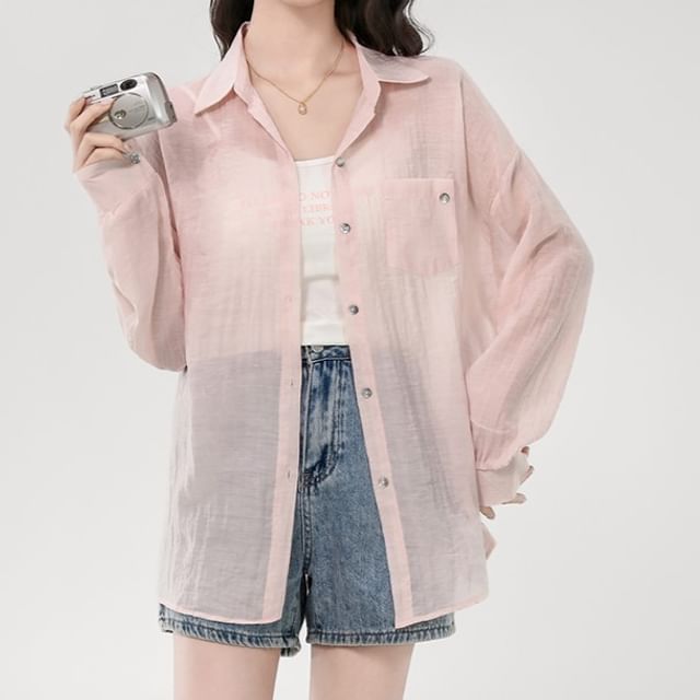 Dragan Pulse-Long-Sleeve Pocketed Plain Shirt