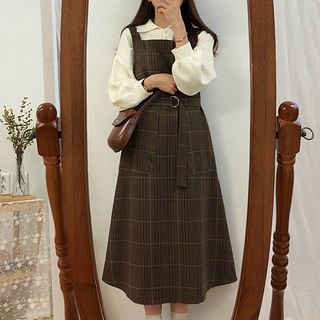 square neck pinafore dress