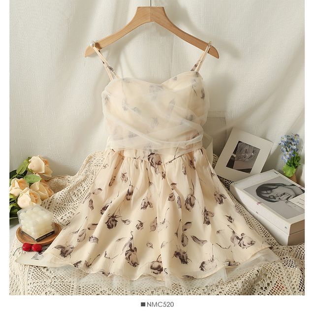 Lemongrass - Sleeveless Floral Mini Bustier Dress