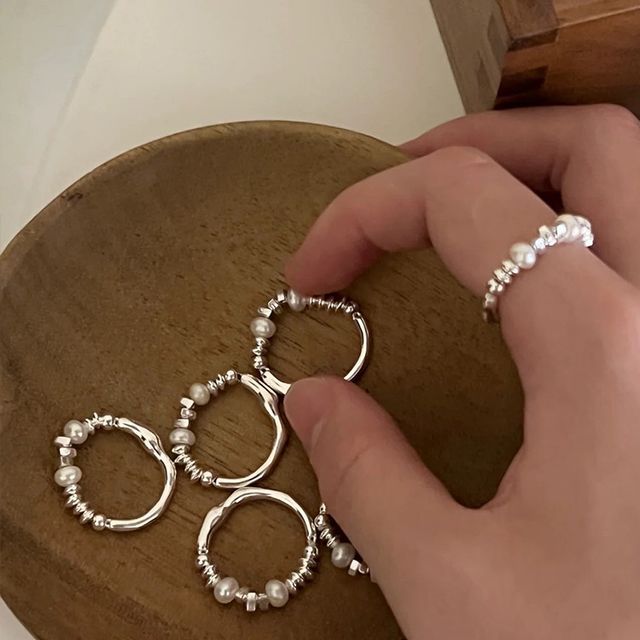 Panda Dama-Irregular Faux Pearl Alloy Ring