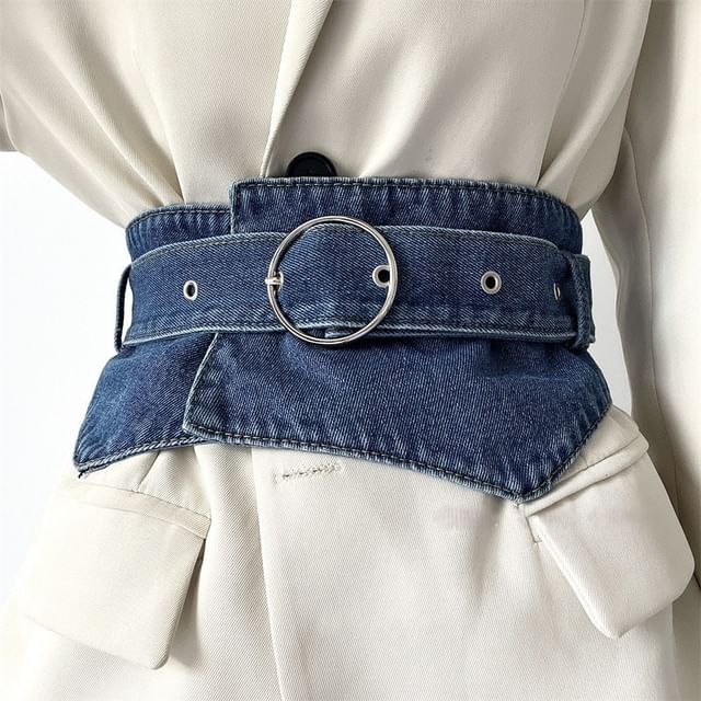 Lunashore-Denim Wide Obi Belt