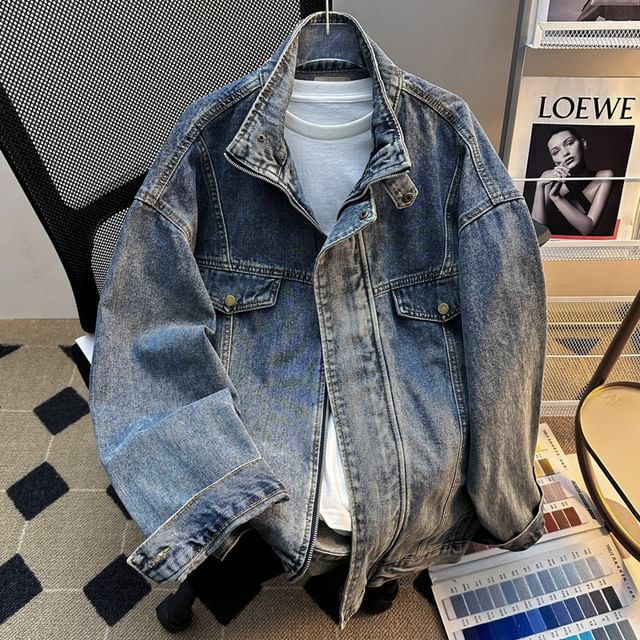 Plummie-Washed Denim Zip Jacket