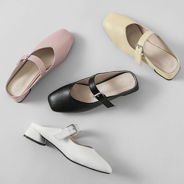 HOTPING SquareToe BlockHeel Mary Jane Mules YesStyle