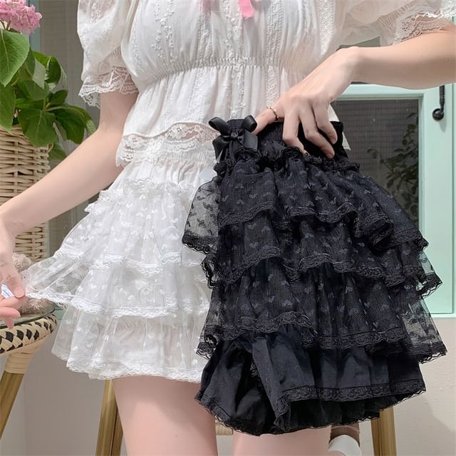 Miu B-High Waist Plain Lace Trim Undershorts