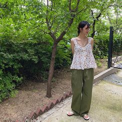 icecream12 - Pintuck-Trim Wide-Leg Pants icecream12 - Pintuck-Trim Wide-Leg Pants