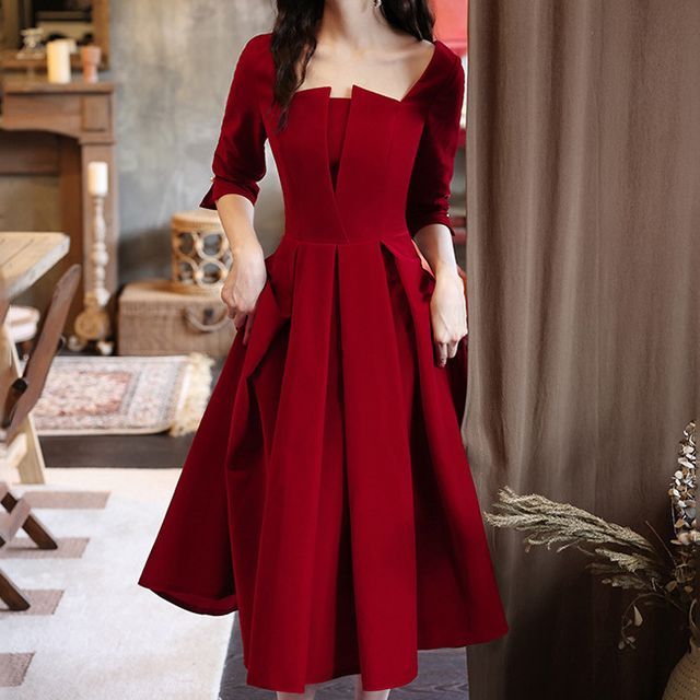 midi a line cocktail dress