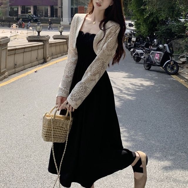 Fashion Spaghetti Strap Dress With Shirt Under Omolon Spaghetti