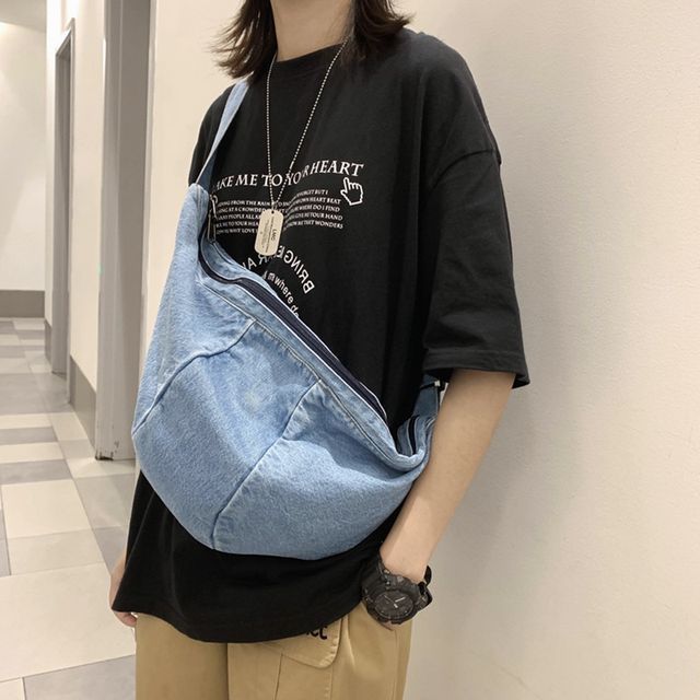 Melois-Denim Zip Crossbody Bag
