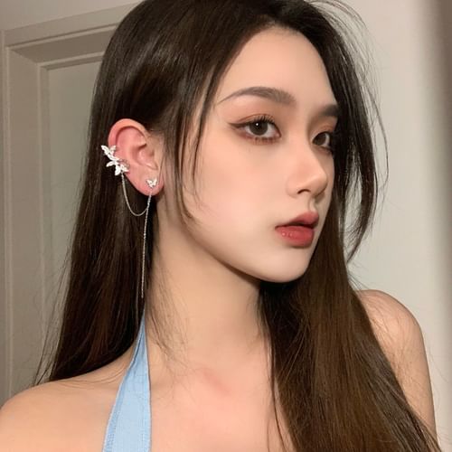 ピアス EOU STUDIO Easy Earcuff04 4.4 STUDIO - Butterfly Chain Earring with Ear Cuff | YesStyle
