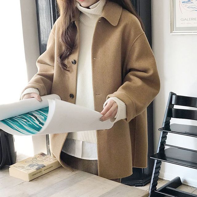 Lewwe-Collared Plain Single Breasted Jacket