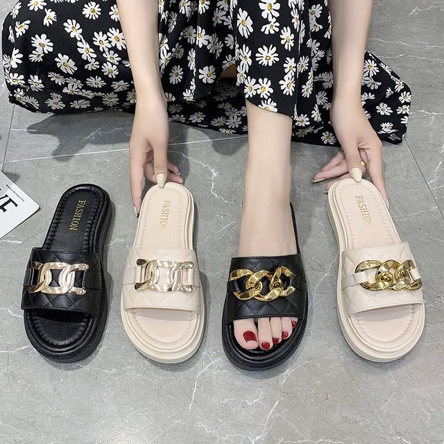 MoonMello - Chained Slide Sandals | YesStyle