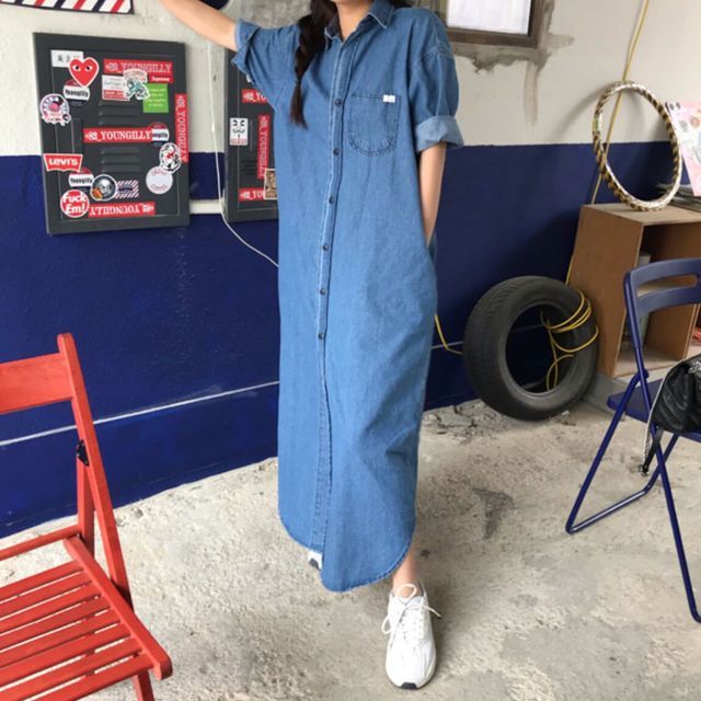 sachin and babi light blue dress The Fern Denim Dress Outfit | main image 1