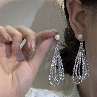 Chimerro-Rhinestone Faux Pearl Drop Earring