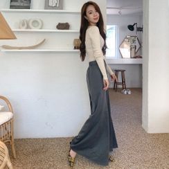 PPGIRL - Band-Waist Wide-Leg Pants PPGIRL - Band-Waist Wide-Leg Pants