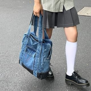 Mulgam-Two Tone Washed Denim Backpack