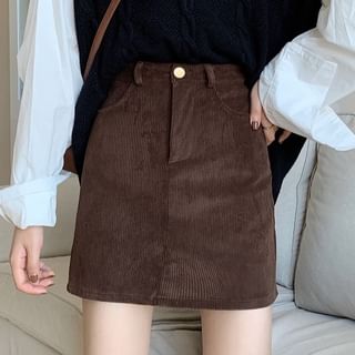 Sisyphi-High Waist Plain Mini Pencil Skirt