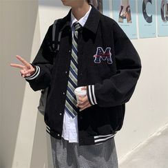 Nectga - Collared Letter Embroidered Jacket