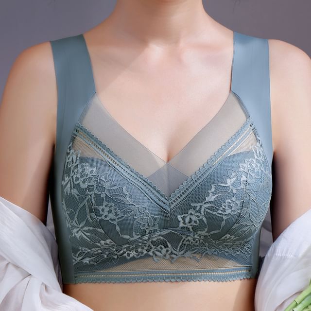Faiar-Plain Lace Panel Bra