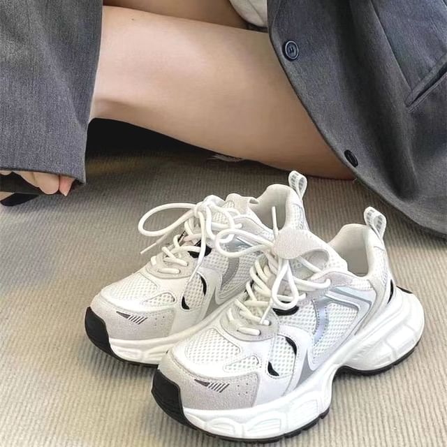 Sleeko-Mesh Panel Lace-Up Sneakers