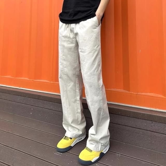 Blueforce-High Waist Canvas Straight Leg Pants