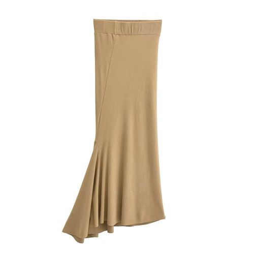 High Waist Plain Midi Mermaid Skirt