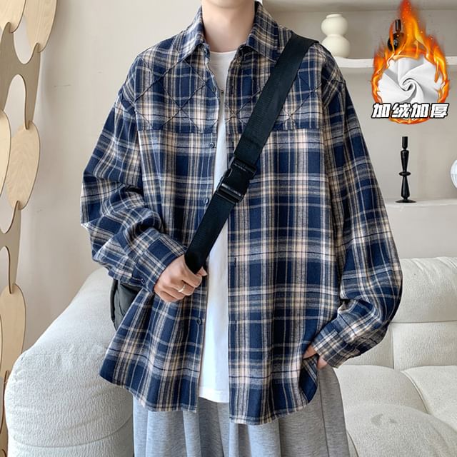 Obikan-Long-Sleeve Plaid Shirt