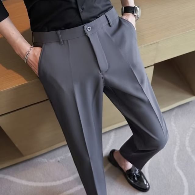 GRAYCIOUS-Mid Rise Plain Dress Pants