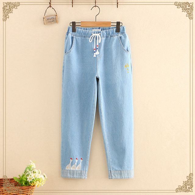 Kawaii Fairyland - Embroidered Drawstring Jeans | YesStyle