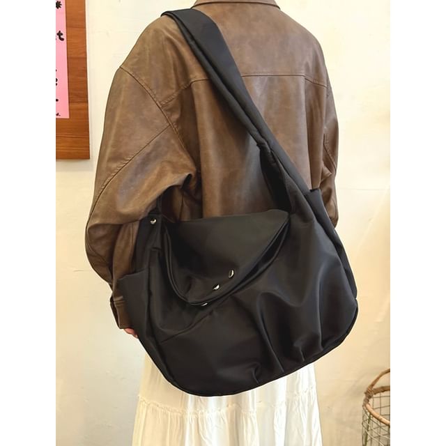 Bolso-Plain Nylon Messenger Bag