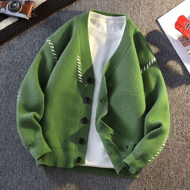 Bay Go Mall-V-Neck Button-Up Cardigan