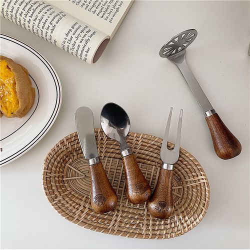 Rustic Wood Handle Stainless Steel Silverware Set