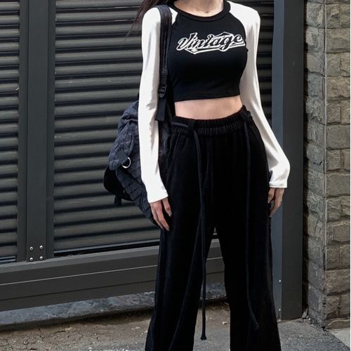 Windflower - High Waist Wide Leg Pants / Long-Sleeve Raglan