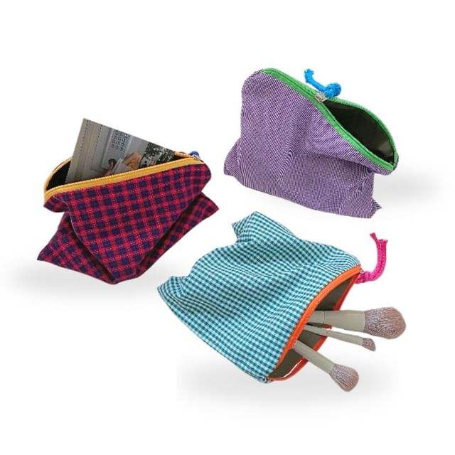 ZenlyHabit-Kosmetiktasche Federmäppchen aus kariertem Stoff