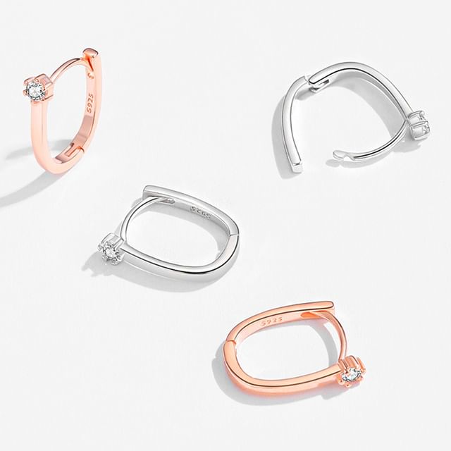 Hansha-CZ Sterling Silver Hoop Earring